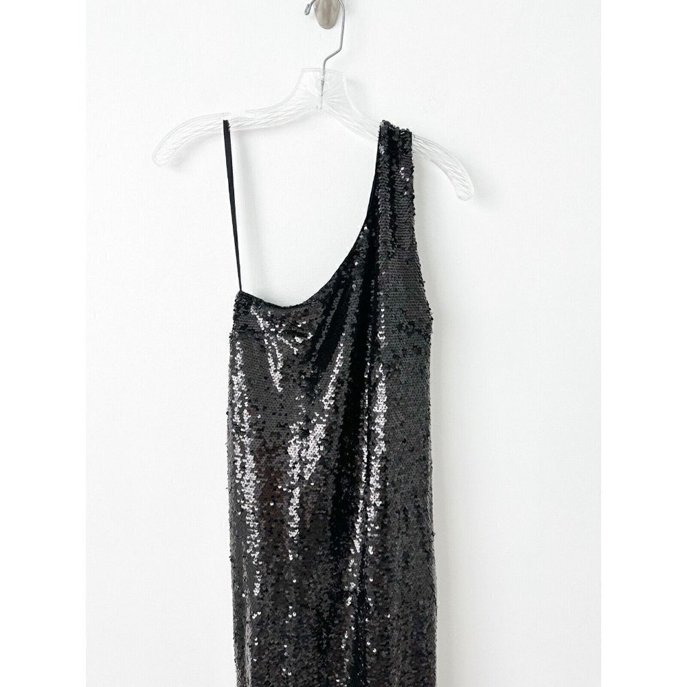 NWT Anthropologie One Shoulder Sequin Dress XXS $230 Black Cocktail Formal Maxi - Picture 6 of 10